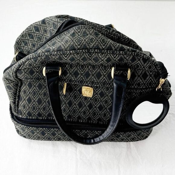 Vintage Pegasus Canvas Dome Top Diamond Pattern Train Case Cabin Bag - Picture 3 of 10